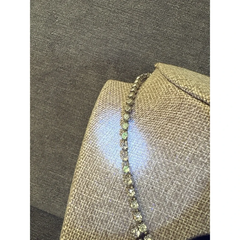 Vintage Rhinestone Clear Glowing‎ Stones Necklace Romantic Glamour